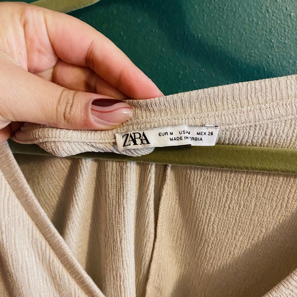 Zara Tan Textured Crop Top - Picture 4 of 5